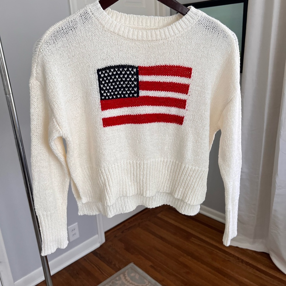 Moon & Madison Red and White Crew Neck Sweater